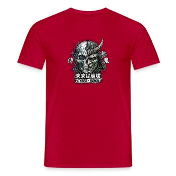 Cyber Ronin Mech-Samurai-Schädel - Männer T-Shirt - Rot - Vorne - AI Model Male 178 dark (178cm)