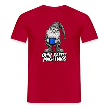 Grummelgnom mit blauer Kaffeetasse Weihnachtswicht - Männer T-Shirt - Rot - Vorne - AI Model Male 178 dark (178cm)