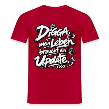 Digga Update: Mein Leben Upgrade - Männer T-Shirt - Rot - Vorne - AI Model Male 178 dark (178cm)