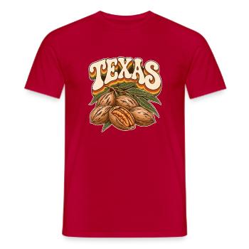 Texas Pekannuss Retro Typografie - Männer T-Shirt - Rot - Vorne - AI Model Male 178 dark (178cm)