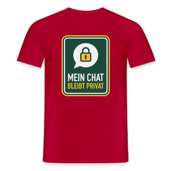 Mein Chat bleibt privat Schild Satire - Männer T-Shirt - Rot - Vorne - AI Model Male 178 dark (178cm)