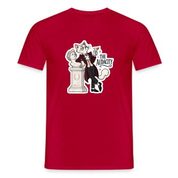 Katzenaristokrat: Die Kühnheit - Männer T-Shirt - Rot - Vorne - AI Model Male 178 dark (178cm)