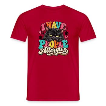 I Have People Allergies Katze Popart - Männer T-Shirt - Rot - Vorne - AI Model Male 178 dark (178cm)