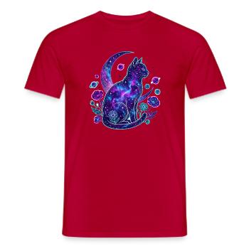 Galaktische Katze im Kosmos - Männer T-Shirt - Rot - Vorne - AI Model Male 178 dark (178cm)