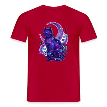 Galaktische Mondkatze - Männer T-Shirt - Rot - Vorne - AI Model Male 178 dark (178cm)