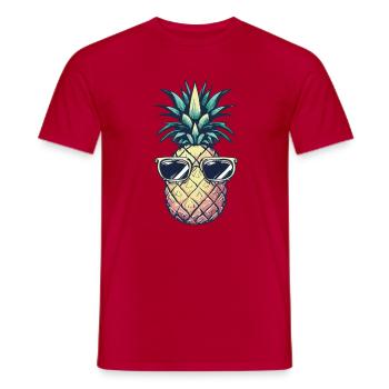 Ananas mit Sonnenbrille – Bunt - Männer T-Shirt - Rot - Vorne - AI Model Male 178 dark (178cm)