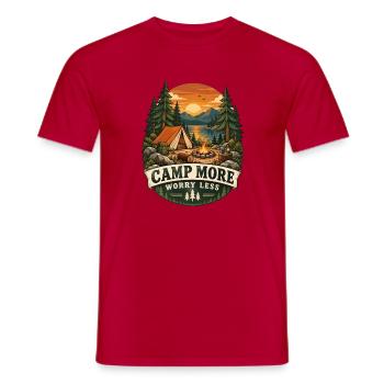 Camp More Worry Less Camping Szene - Männer T-Shirt - Rot - Vorne - AI Model Male 178 dark (178cm)