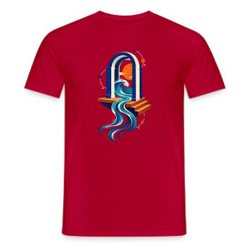 Meeresportal – Welle Sonne und blaues Tor - Männer T-Shirt - Rot - Vorne - AI Model Male 178 dark (178cm)