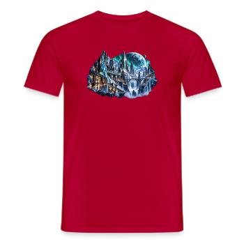 MELVIG – Eisstadt unter Nordlichtern - Männer T-Shirt - Rot - Vorne - AI Model Male 178 dark (178cm)