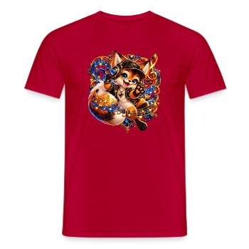 Fuchs DJ Neon Herz Groove - Männer T-Shirt - Rot - Vorne - AI Model Male 178 dark (178cm)
