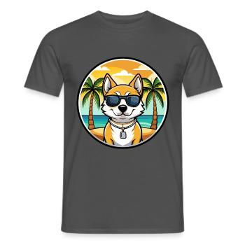 Japanischer Terrier Hund Rasse Cartoon Sonnenbrille Strand - Männer T-Shirt - Anthrazit - Vorne - AI Model Male 178 light (178cm)