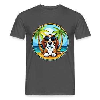 Basset Artesien Normand Hunderasse Cartoon Beach - Männer T-Shirt - Anthrazit - Vorne - AI Model Male 178 light (178cm)