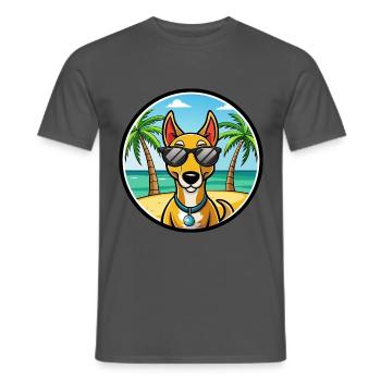 Russischer Harlekin Hund Rasse Cartoon Strand - Männer T-Shirt - Anthrazit - Vorne - AI Model Male 178 light (178cm)