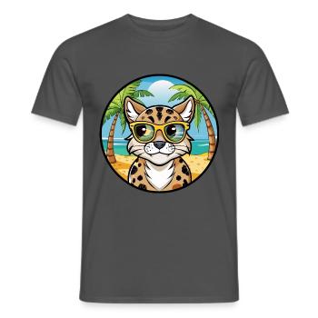 Australische gefleckte Nebelkatzenrasse Cartoon Beach - Männer T-Shirt - Anthrazit - Vorne - AI Model Male 178 light (178cm)