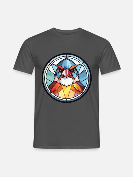 Spatz Bunte Aquarell-Tierillustration - Männer T-Shirt - Anthrazit