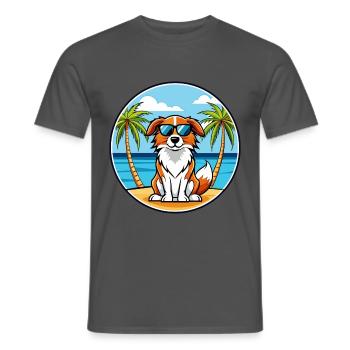 Nederlandse Kooikerhondje Hunderasse Cartoon Strand - Männer T-Shirt - Anthrazit - Vorne - AI Model Male 178 light (178cm)