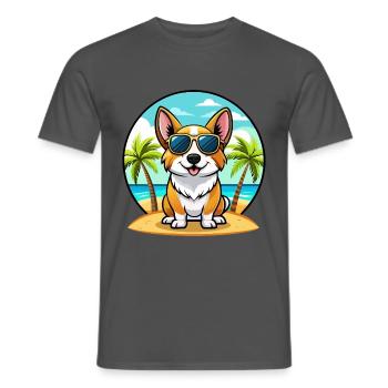 Strickjacke Welsh Corgi Hund Rasse Cartoon Sonnenbrille - Männer T-Shirt - Anthrazit - Vorne - AI Model Male 178 light (178cm)
