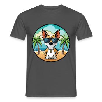 Decker Rat Terrier Hunderasse Cartoon Sonnenbrille - Männer T-Shirt - Anthrazit - Vorne - AI Model Male 178 light (178cm)
