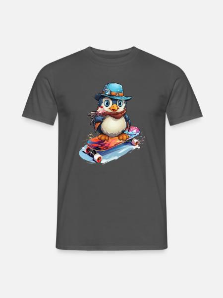 Skateboarder Skatboard Pinguin Skater - Männer T-Shirt - Anthrazit