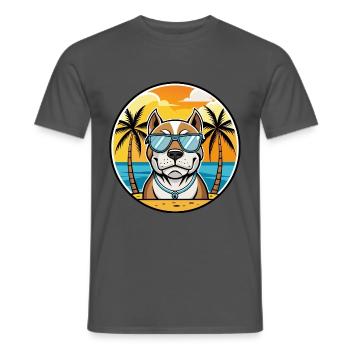 Bully Kutta Chien Race Dessin Animé Lunettes De Soleil Plage - T-shirt homme - charbon - Devant - AI Model Male 178 light (178cm)