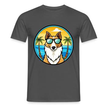 Smooth Collie Hunderasse Cartoon Sonnenbrille Strand - Männer T-Shirt - Anthrazit - Vorne - AI Model Male 178 light (178cm)