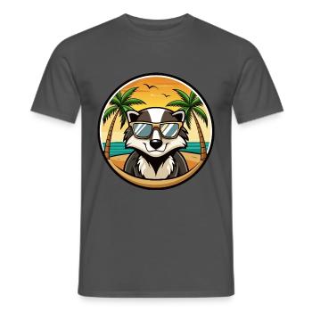 Dachs Lustige Cartoon Sommer Strand Sonnenbrille Cool - Männer T-Shirt - Anthrazit - Vorne - AI Model Male 178 light (178cm)