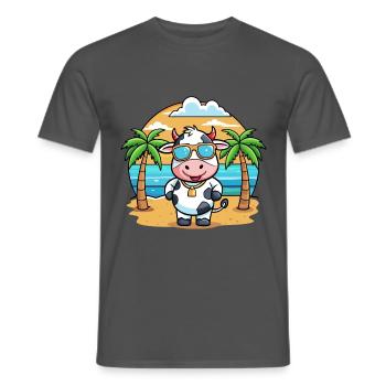Kuh Lustige Cartoon Sommer Strand Sonnenbrille - Männer T-Shirt - Anthrazit - Vorne - AI Model Male 178 light (178cm)