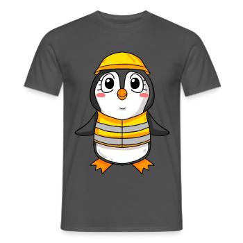 Topping out penguin house building house building gift - Men's T-Shirt - charcoal grey - Front - AI Model Male 178 light (178cm)