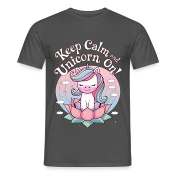 Bleiben Sie ruhig und Einhorn an! - Männer T-Shirt - Anthrazit - Vorne - AI Model Male 178 light (178cm)