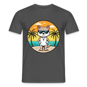 Burmilla Cat Breed Cartoon Lunettes de soleil Beach - T-shirt homme - charbon - Devant - AI Model Male 178 light (178cm)