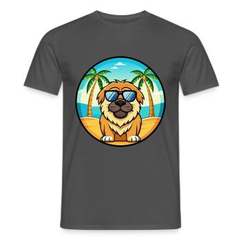 Tibetische Dogge Hunderasse Cartoon Sonnenbrille Strand - Männer T-Shirt - Anthrazit - Vorne - AI Model Male 178 light (178cm)