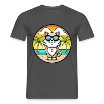 Birma Heilige Katzenrasse Cartoon Sonnenbrille Strand - Männer T-Shirt - Anthrazit - Vorne - AI Model Male 178 light (178cm)