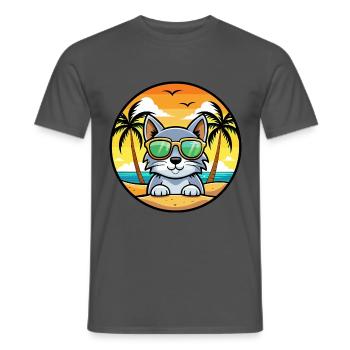 Australische Nebelkatzenrasse Cartoon Sonnenbrille Strand - Männer T-Shirt - Anthrazit - Vorne - AI Model Male 178 light (178cm)