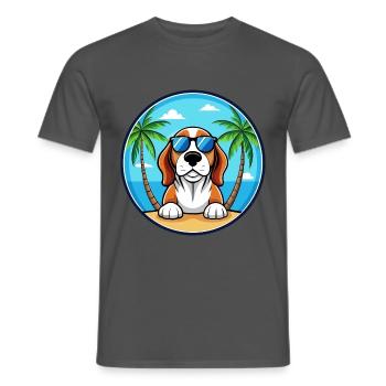 Basset Bleu De Gascogne Hunderasse Cartoon Beach - Männer T-Shirt - Anthrazit - Vorne - AI Model Male 178 light (178cm)