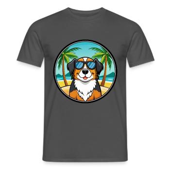 Grand Bouvier Suisse Race Cartoon Beach - T-shirt homme - charbon - Devant - AI Model Male 178 light (178cm)