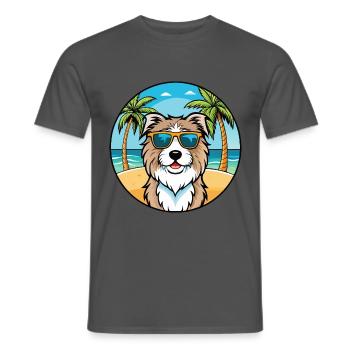 Katalanische Schäferhundrasse Cartoon Sonnenbrille Strand - Männer T-Shirt - Anthrazit - Vorne - AI Model Male 178 light (178cm)
