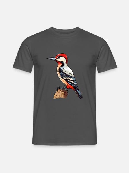 Specht bunte Aquarell-Karikatur Kawaii Anim - Männer T-Shirt - Anthrazit