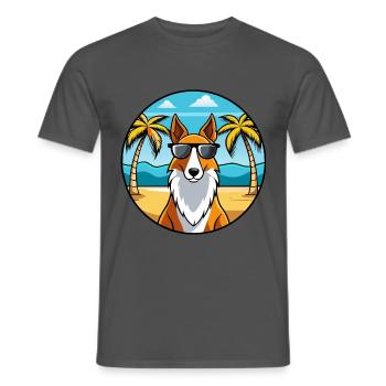 Smooth Collie Chien Race Dessin Animé Lunettes de Soleil Plage - T-shirt homme - charbon - Devant - AI Model Male 178 light (178cm)