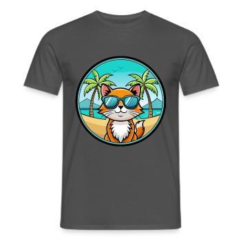 Hantilly Tiffany Katzenrasse Cartoon Sonnenbrille Strand - Männer T-Shirt - Anthrazit - Vorne - AI Model Male 178 light (178cm)