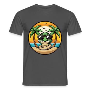 Schlange Lustige Cartoon Sommer Strand Sonnenbrille Cool - Männer T-Shirt - Anthrazit - Vorne - AI Model Male 178 light (178cm)