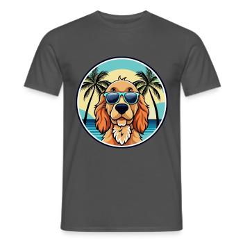 Englischer Cocker Spaniel Hunderasse Cartoon Beach - Männer T-Shirt - Anthrazit - Vorne - AI Model Male 178 light (178cm)
