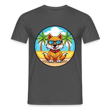 Chinesische kaiserliche Hunderasse Cartoon Sonnenbrille Strand - Männer T-Shirt - Anthrazit - Vorne - AI Model Male 178 light (178cm)