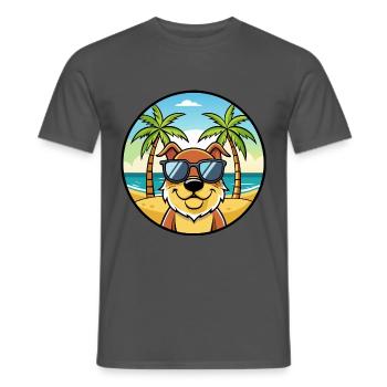 Berger De Beauce Hunderasse Cartoon Sonnenbrille Strand - Männer T-Shirt - Anthrazit - Vorne - AI Model Male 178 light (178cm)