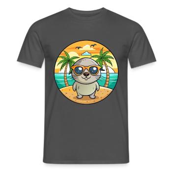 Lunettes de soleil de plage d’été de dessin animé drôle de phoque - T-shirt homme - charbon - Devant - AI Model Male 178 light (178cm)