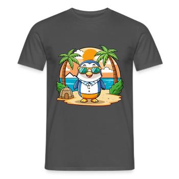 Pinguin Lustige Cartoon Sommer Strand Sonnenbrille - Männer T-Shirt - Anthrazit - Vorne - AI Model Male 178 light (178cm)