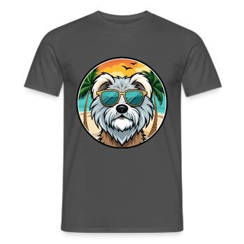 Tibet Terrier Hund Rasse Cartoon Sonnenbrille Strand - Männer T-Shirt - Anthrazit - Vorne - AI Model Male 178 light (178cm)