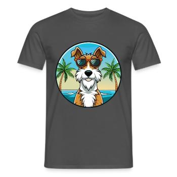 Draht Foxterrier Hunderasse Cartoon Sonnenbrille Strand - Männer T-Shirt - Anthrazit - Vorne - AI Model Male 178 light (178cm)