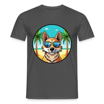 Slovensky Kopov Hunderasse Cartoon Sonnenbrille Strand - Männer T-Shirt - Anthrazit - Vorne - AI Model Male 178 light (178cm)