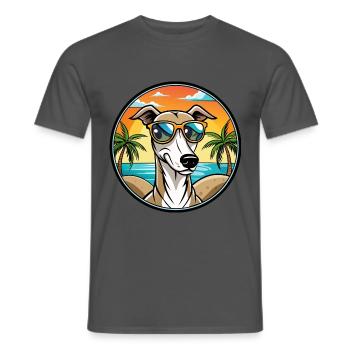 Polnischer Windhund Hund Rasse Cartoon Sonnenbrille Strand - Männer T-Shirt - Anthrazit - Vorne - AI Model Male 178 light (178cm)