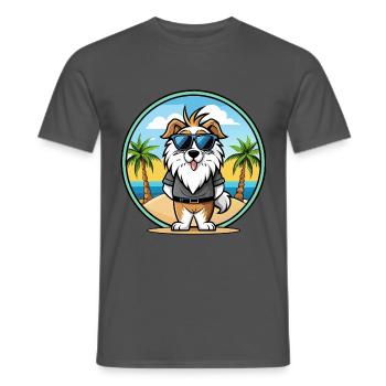 Picardie Schäferhund Rasse Cartoon Sonnenbrille Strand - Männer T-Shirt - Anthrazit - Vorne - AI Model Male 178 light (178cm)